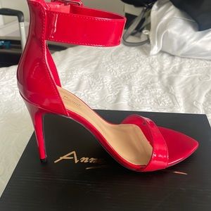 Red patent pump.